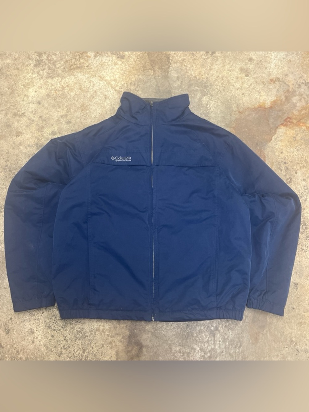 Columbia Bomber Jacket Men’s Large Navy Faded Heavyweight Warm Streetwear Casual